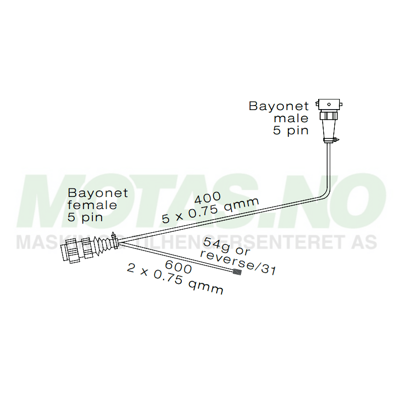 Adapter 5-pol Baj. Rygg/Tåke