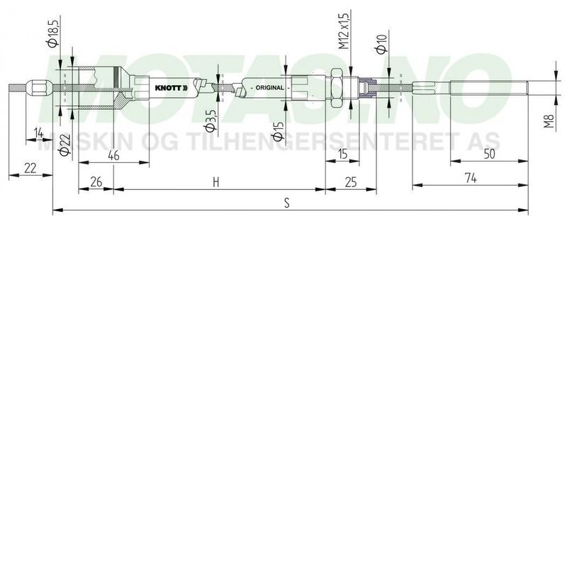 Bremsewire Knott M8 (1130/1340) rustfritt